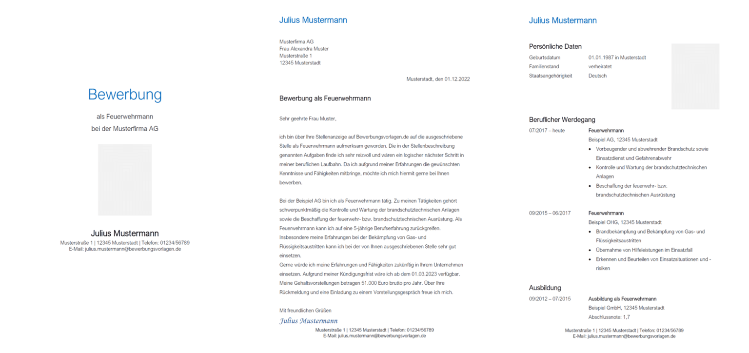 Die Bewerbung Zur Ausbildung Bei Feuerwehr Und Bundeswehr bewerbungsvorlagen.de