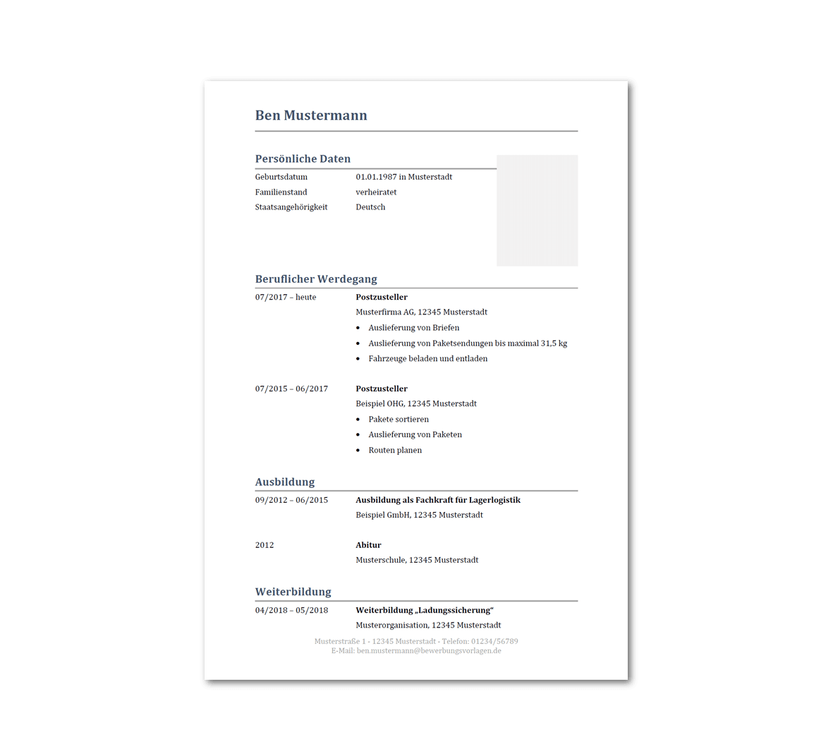 Lebenslauf-Vorlage Postzusteller / Postzustellerin: Kostenloser Download Lebenslauf-Vorlage Postzusteller / Postzustellerin: Kostenloser Download