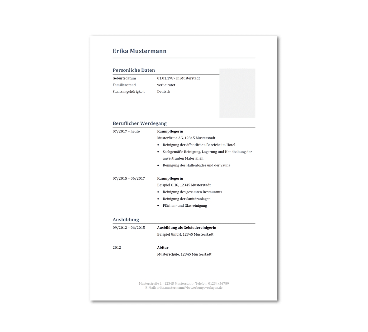 Lebenslauf-Vorlage Raumpfleger / Raumpflegerin: Kostenloser Download Lebenslauf-Vorlage Raumpfleger / Raumpflegerin: Kostenloser Download